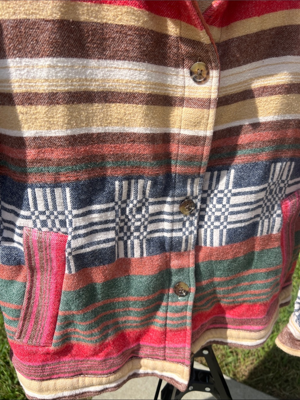 Brixton Benito Southwestern Style Multicolor Striped Corduroy Collar Jacket - Picture 5 of 15